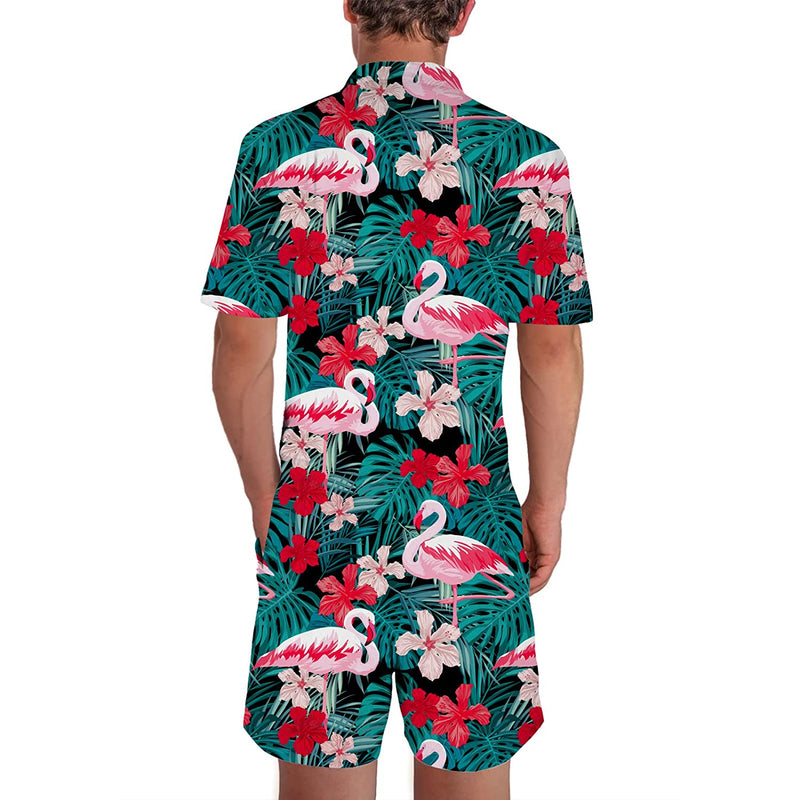 Flowers Pink Flamingos Funny Male Romper