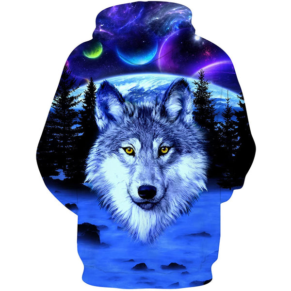 Blue Universe Wolf Funny Hoodie