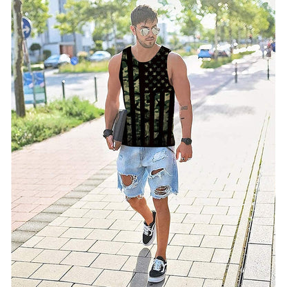 Donkergrijze Amerikaanse vlag grappige tanktop