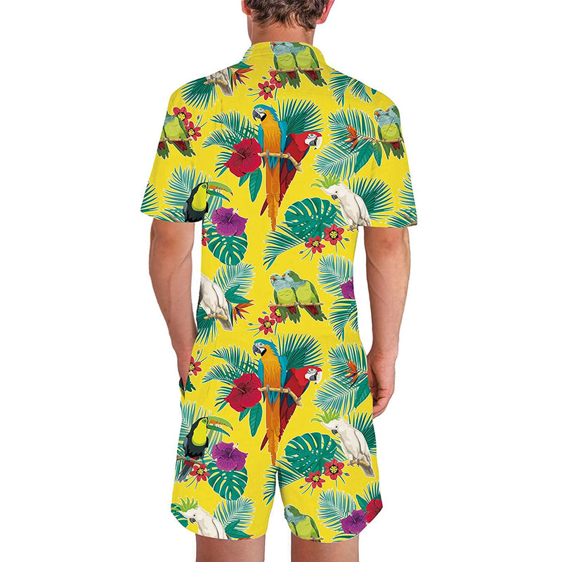 Palm Leaf Parrots Male Romper