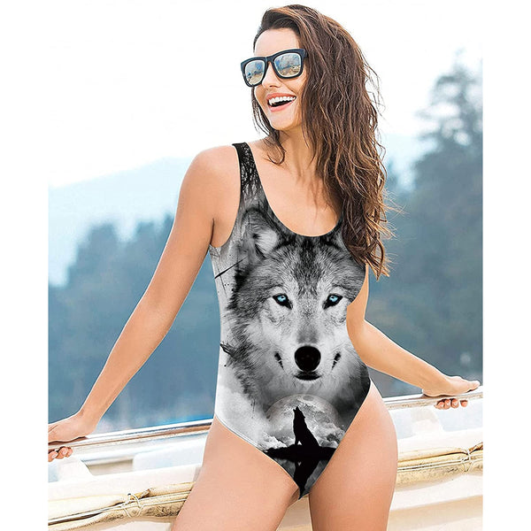Wolf Funny One Piece Swimsuit