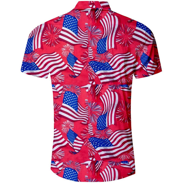 Red American Flag Funny Hawaiian Shirt