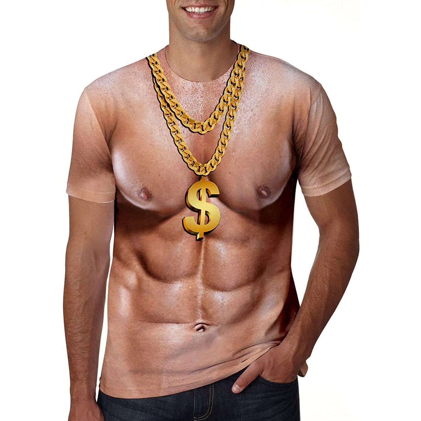 Spier met gouden ketting grappig T-shirt