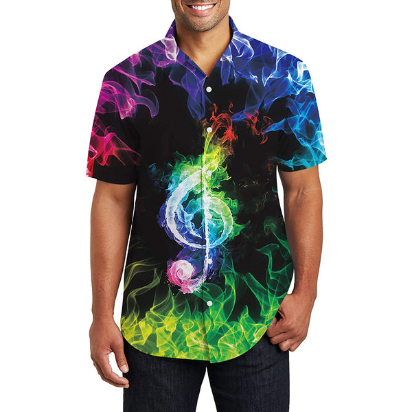 Colorful Flame Music Funny Hawaiian Shirt