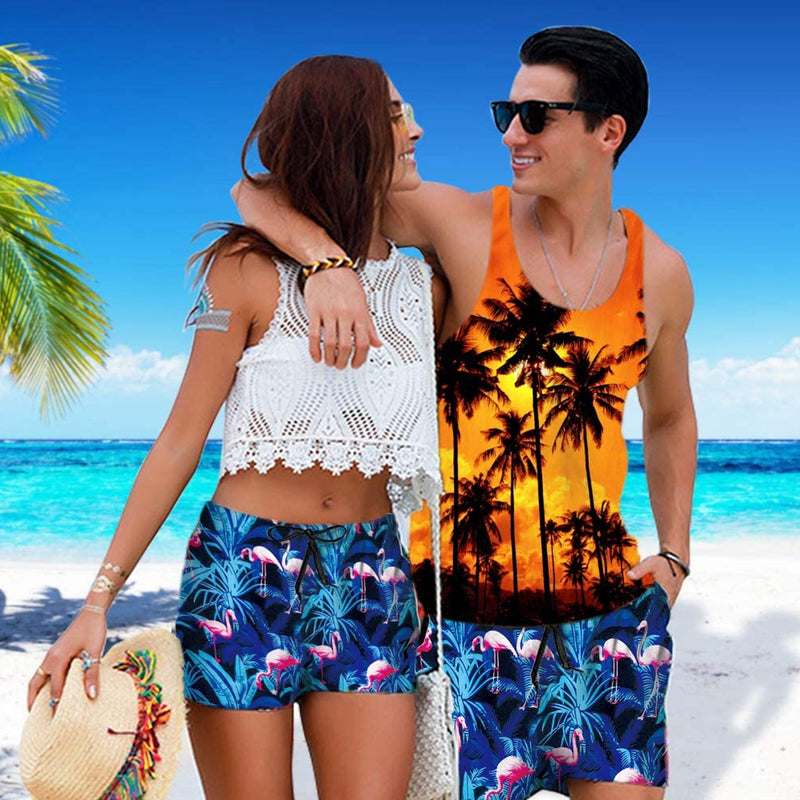 Orange Palm Tree Hawaiian Funny Tank Top