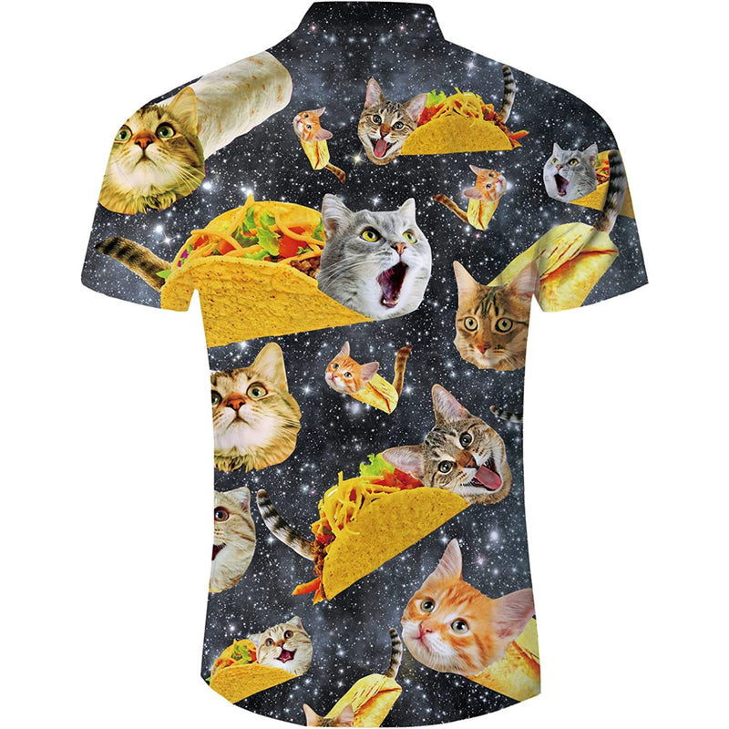 Black Galaxy Taco Cat Funny Hawaiian Shirt