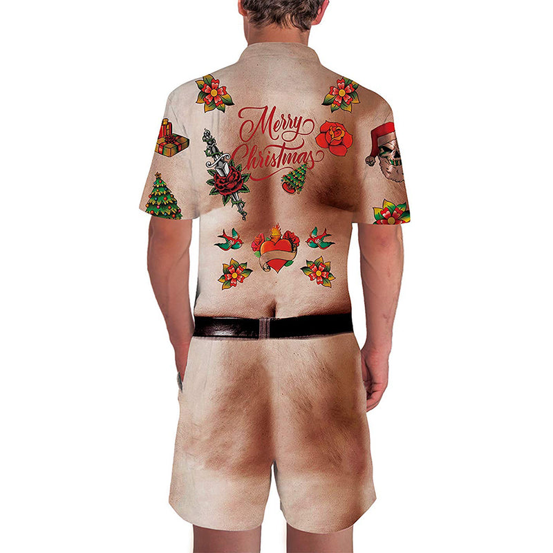 Ugly Christmas Hairy Chest Male Romper