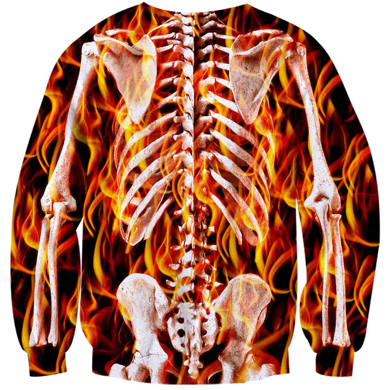 Halloween Fire Skeleton Ugly Christmas Sweater