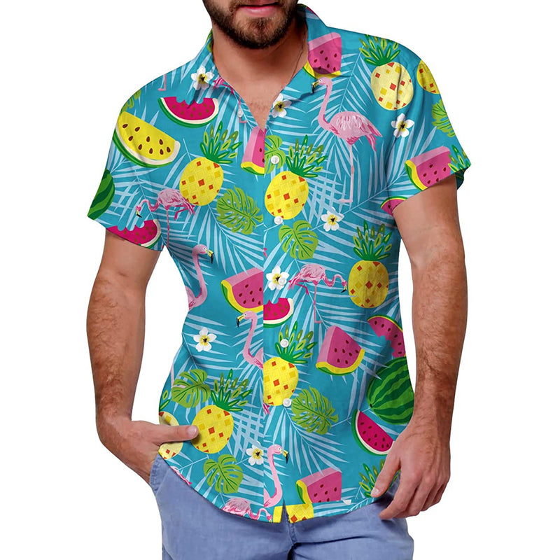 Flamingo Fruits Funny Hawaiian Shirt