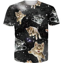 Space Flying Cat Funny T Shirt