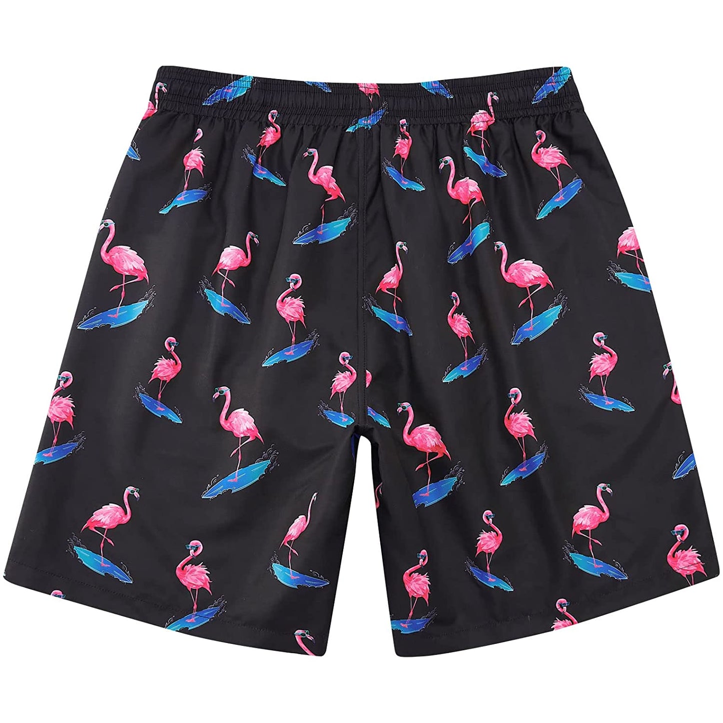 Lustige Badehose mit Surf-Flamingo