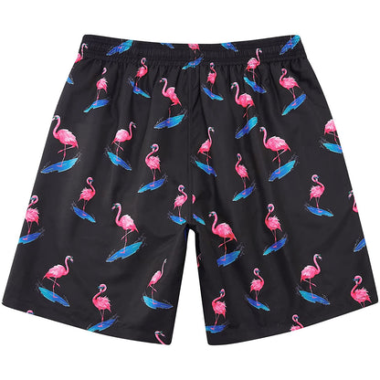 Lustige Badehose mit Surf-Flamingo