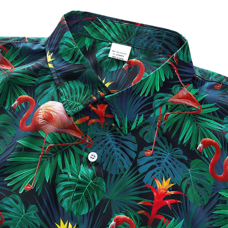 Tropical Leaf Flamingos Funny Hawaiian Shirt