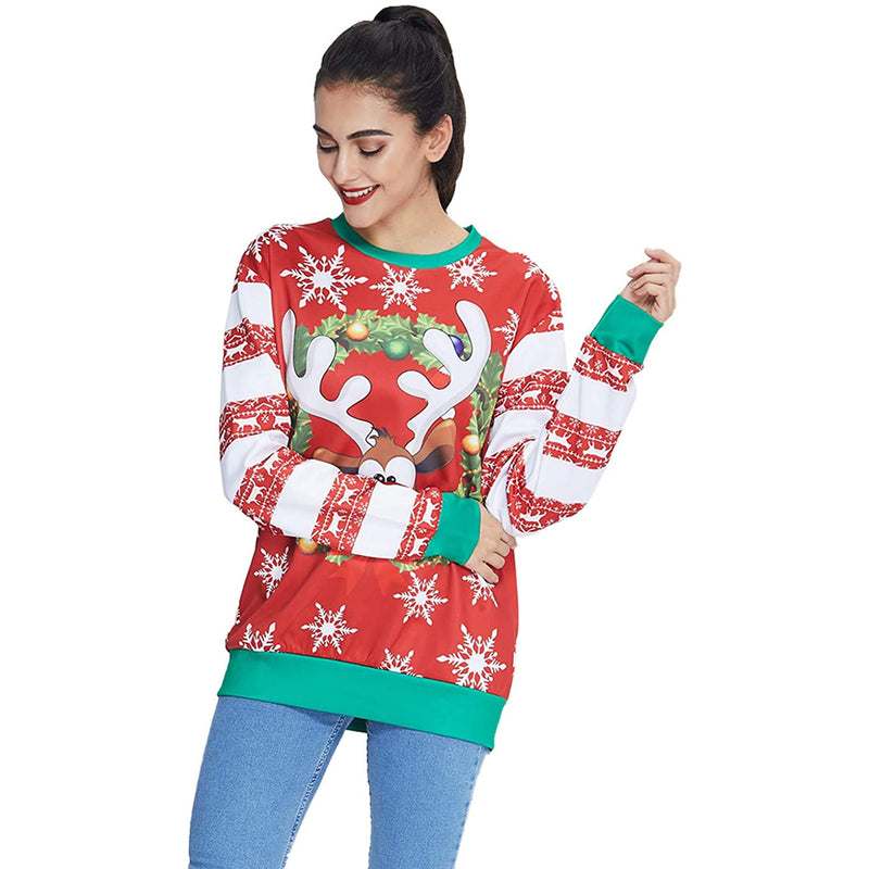 Snow Reindeer Ugly Christmas Sweater