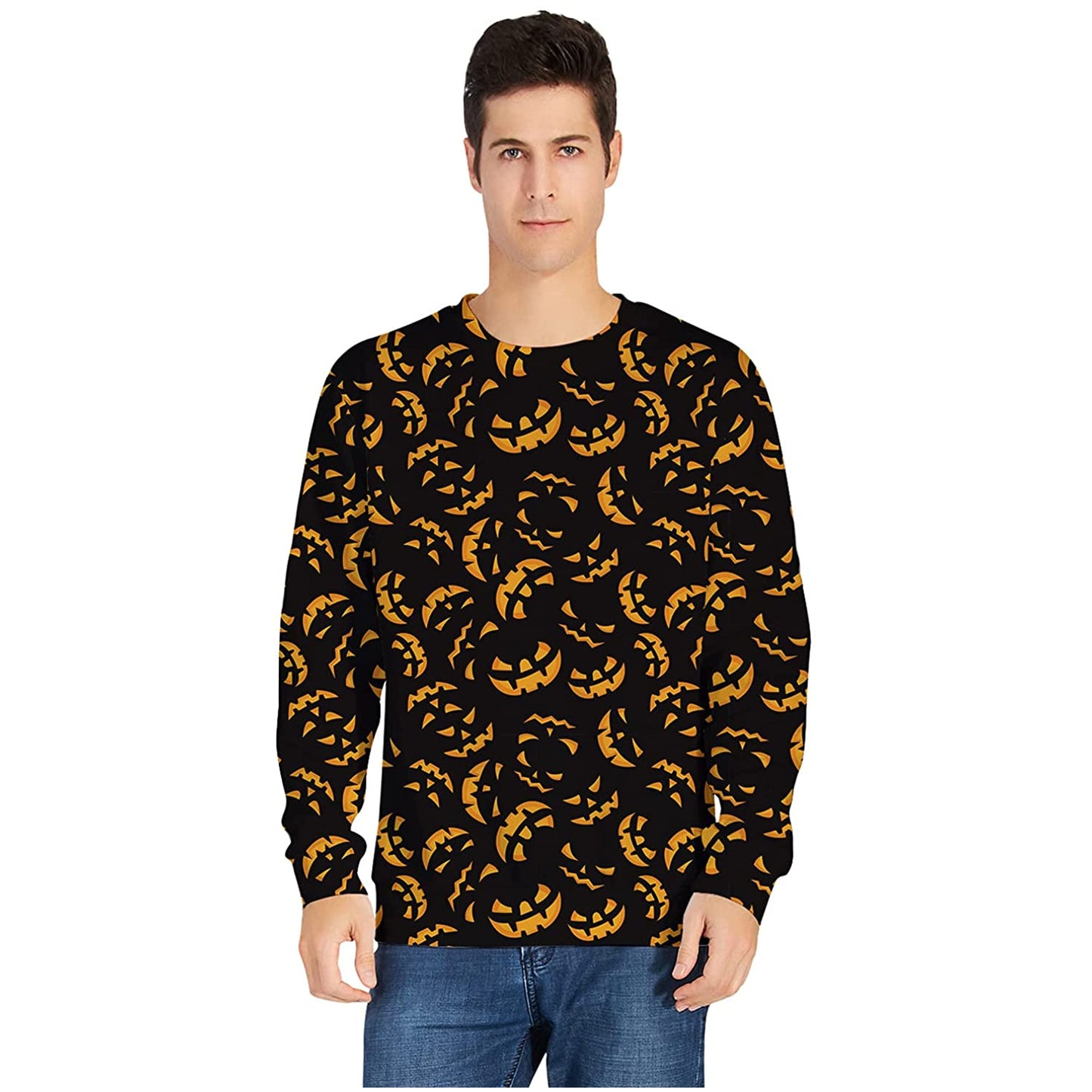 Schwarzer Halloween Kürbis Hässlicher Weihnachtspullover