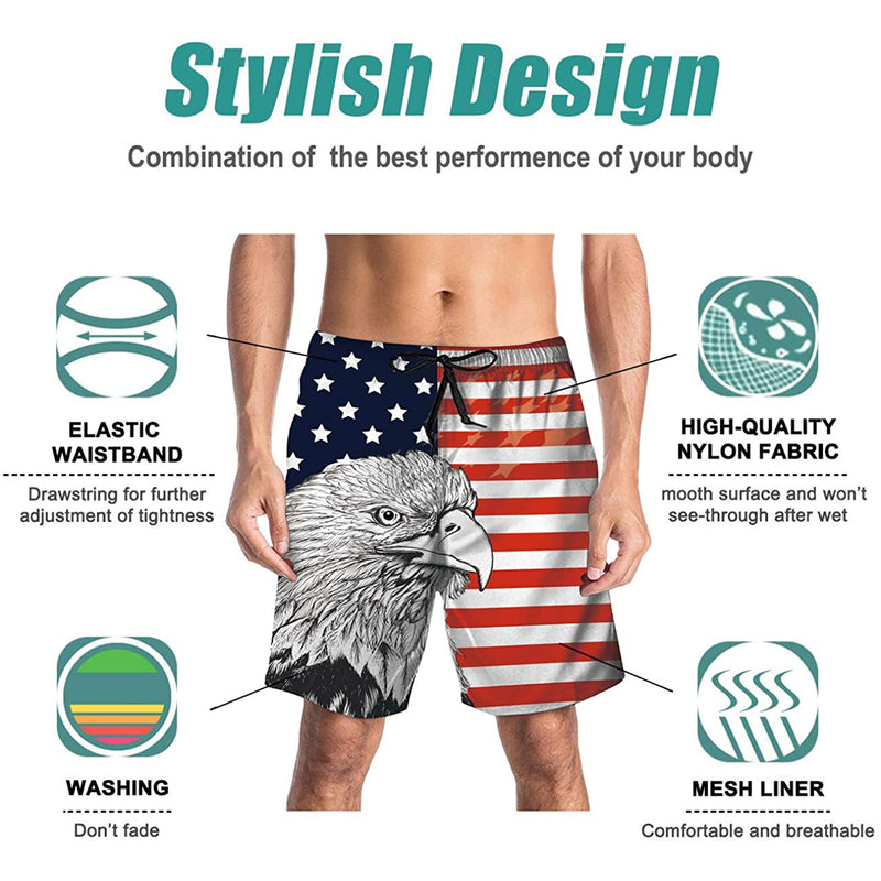 American Flag Eagle Funny Swim Trunks