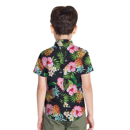 Floral Pineapple Funny Toddler Hawaiian Shirt