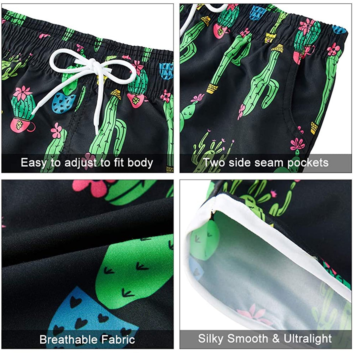 Lustige Boardshorts mit Kaktus-Motiv für Damen