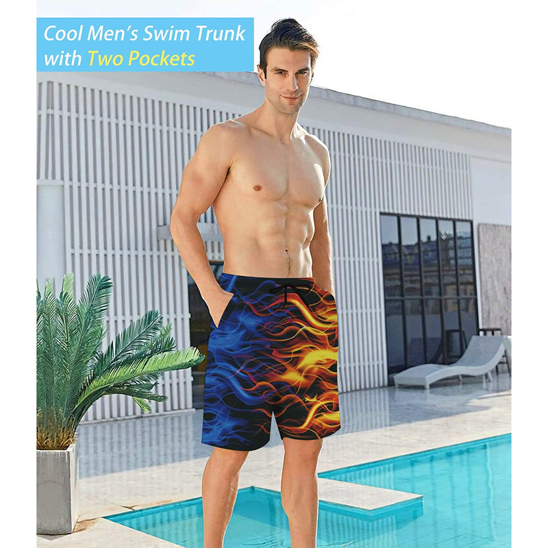 Blue Yellow Flame Funny Swim Trunks