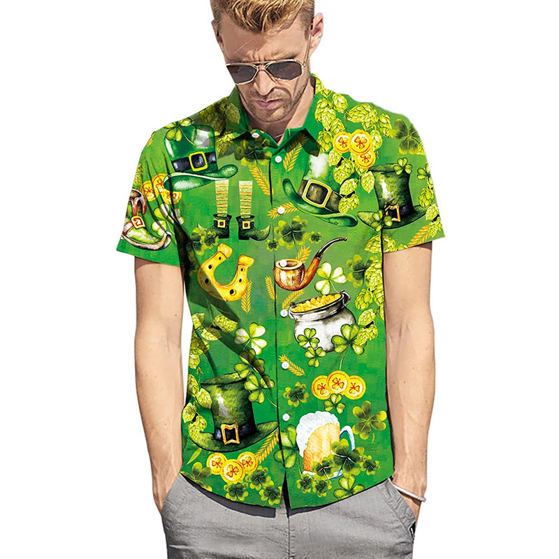 St Patrick's Day Shamrock Funny Hawaiian Shirt