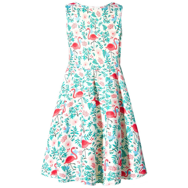 Palm Leaf Flamingo Funny Girl Dress