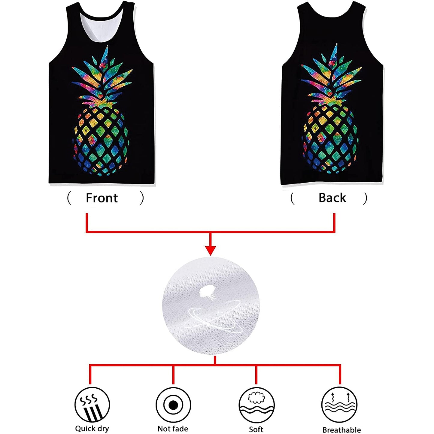 Zwarte ananas grappige tanktop