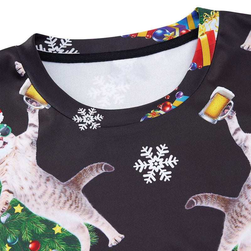 Beer DJ Cats Black Ugly Christmas Sweater