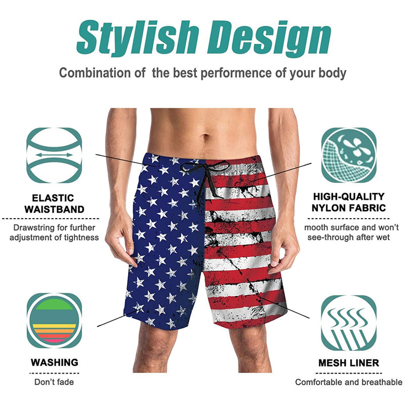 American Flag Funny Swim Trunks