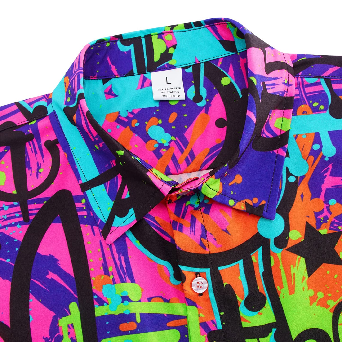 80s Kleurrijke Graffiti Grappig Hawaiiaans Shirt