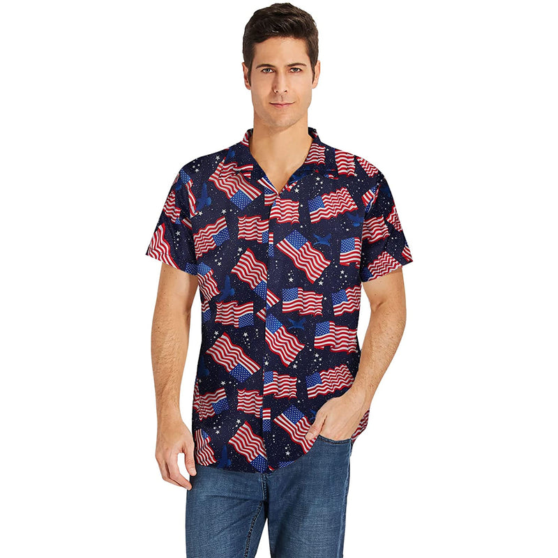 Space American Flag Funny Hawaiian Shirt