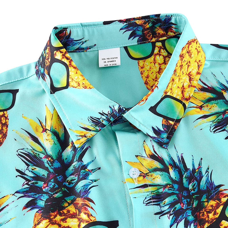 Sunglasses Pineapple Light Blue Funny Hawaiian Shirt