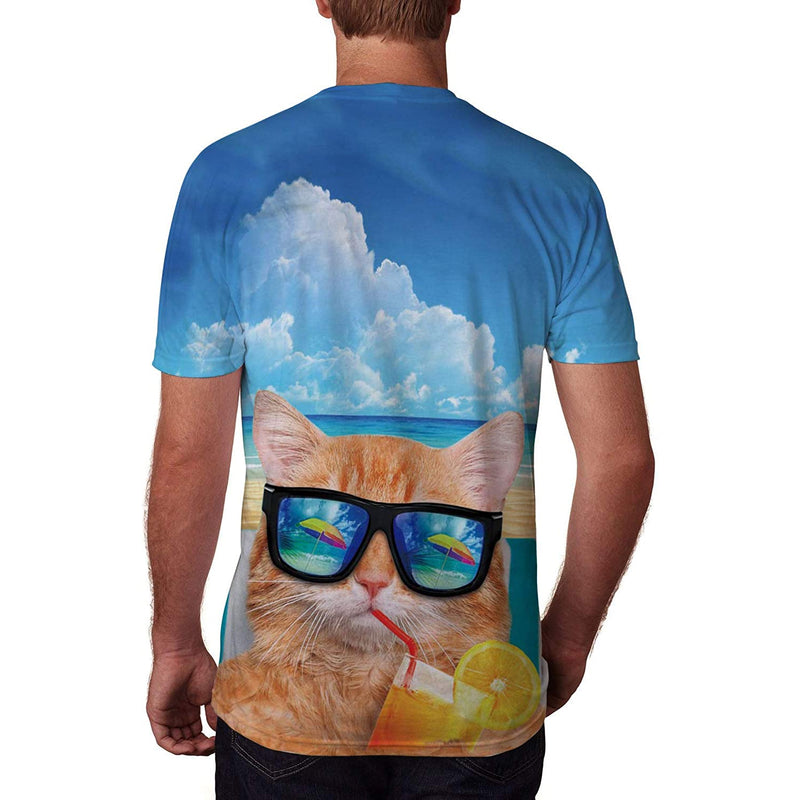 Cat Drinking Juice on the Beach Tee