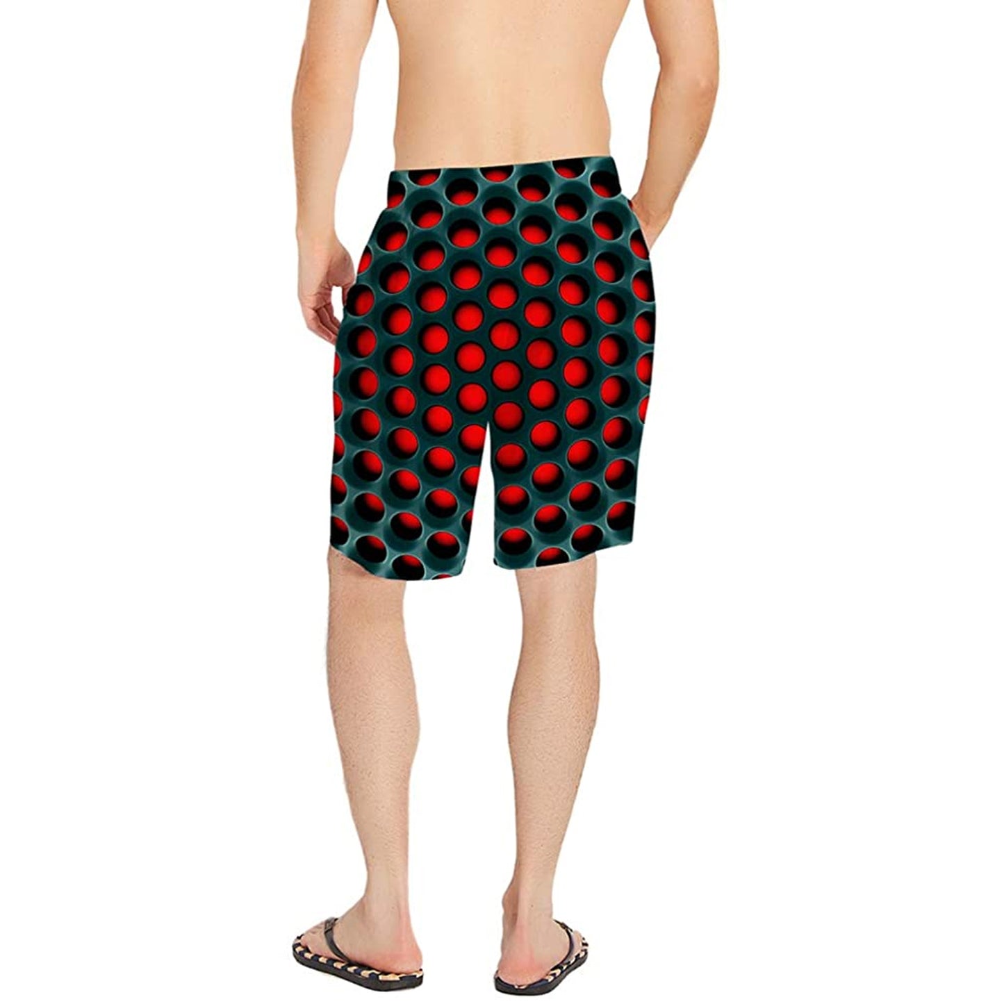 Red Honeycomb Funny Swim Trunks