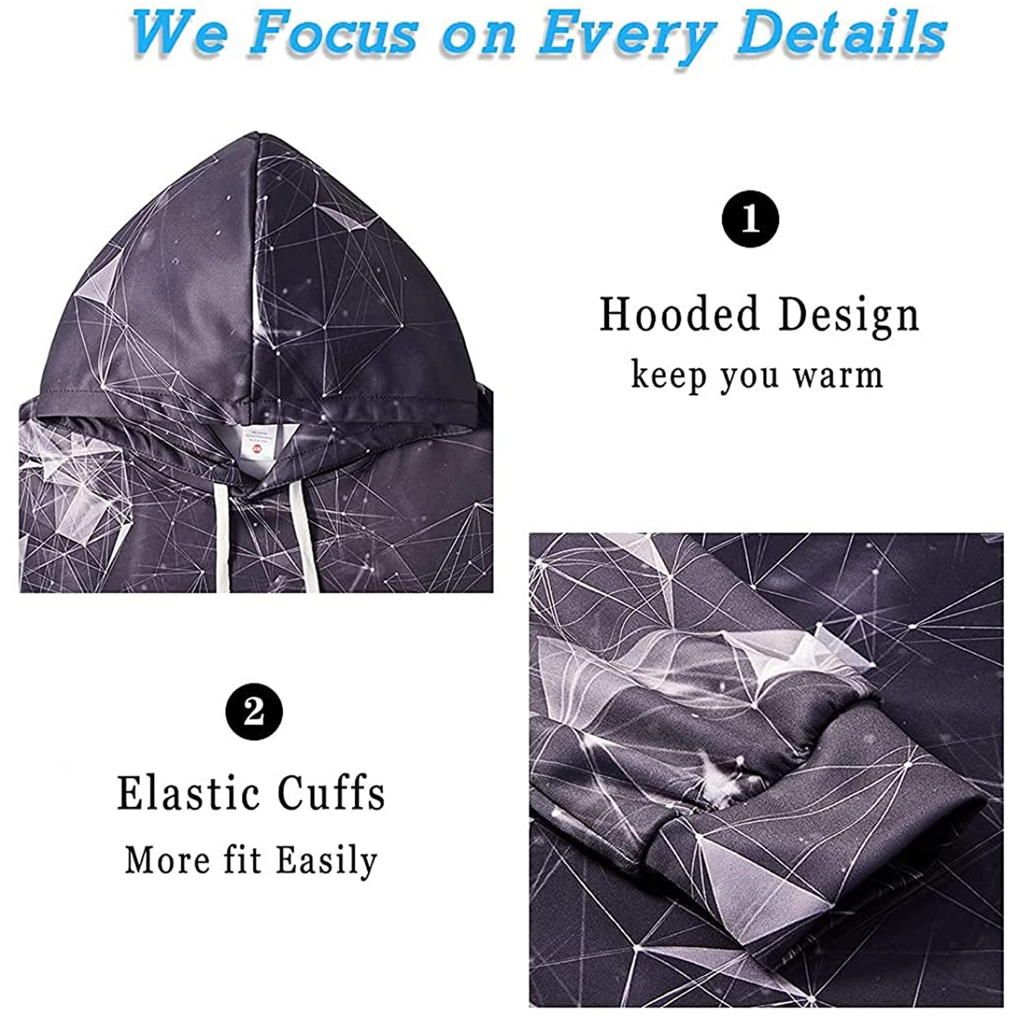 Zwarte geometrische grappige hoodie