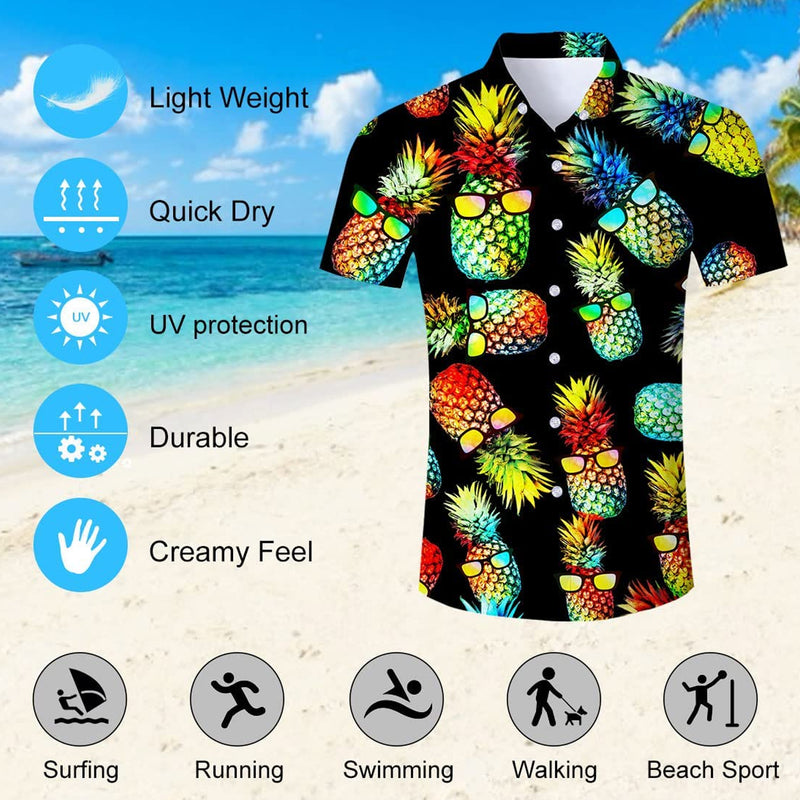 Black Sunglasses Pineapple Funny Hawaiian Shirt