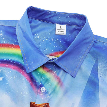 Regenboog Cowboy Luiaard Rijdende Lama Grappig Hawaiiaans Shirt