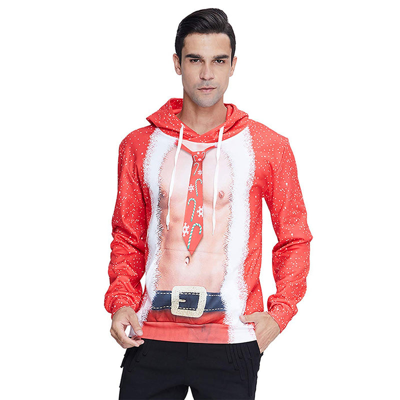 Tie Muscle Chest Christmas Hoodie