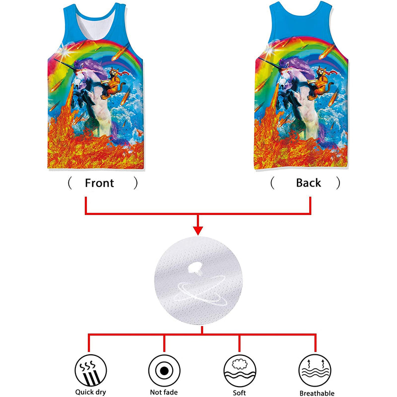 Cat Riding Unicorn Funny Tank Top