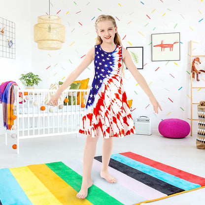 Batikkleid mit amerikanischer Flagge und lustiger Aufschrift „Girl“