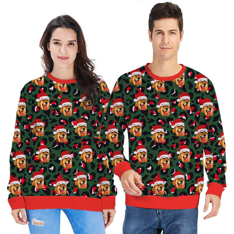 Dog with Glasses Green Ugly Christmas Sweater