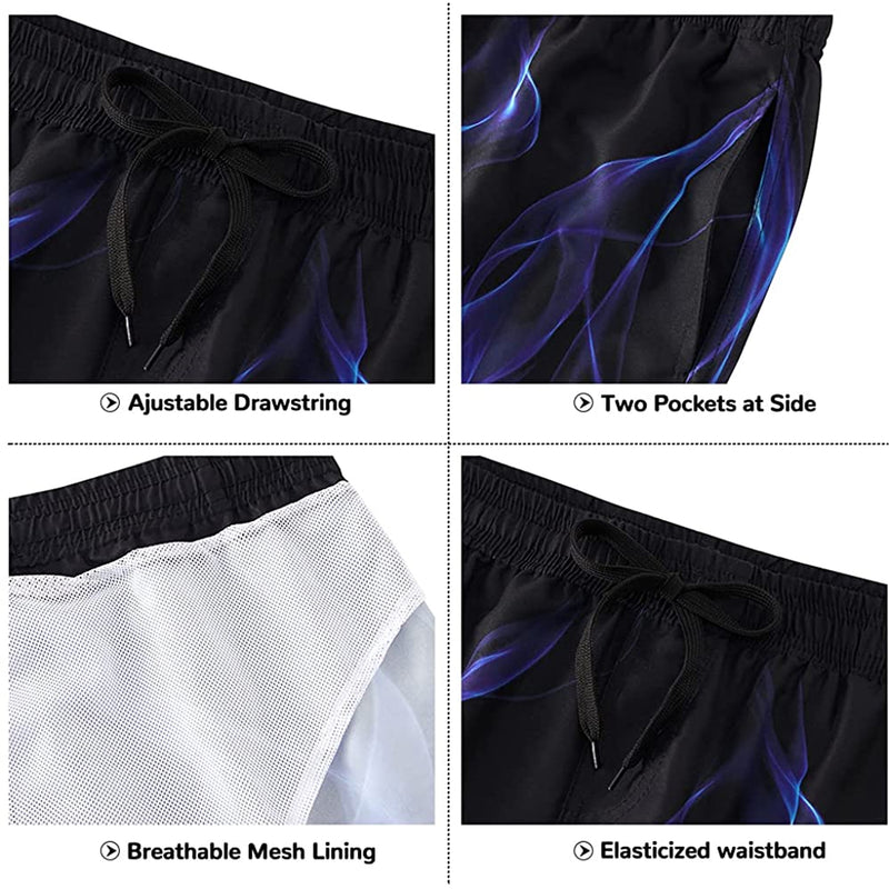 Blue Flame Funny Swim Trunks