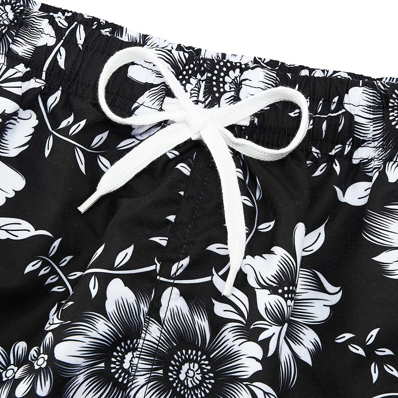 Flower Black Funny Board Shorts for Women