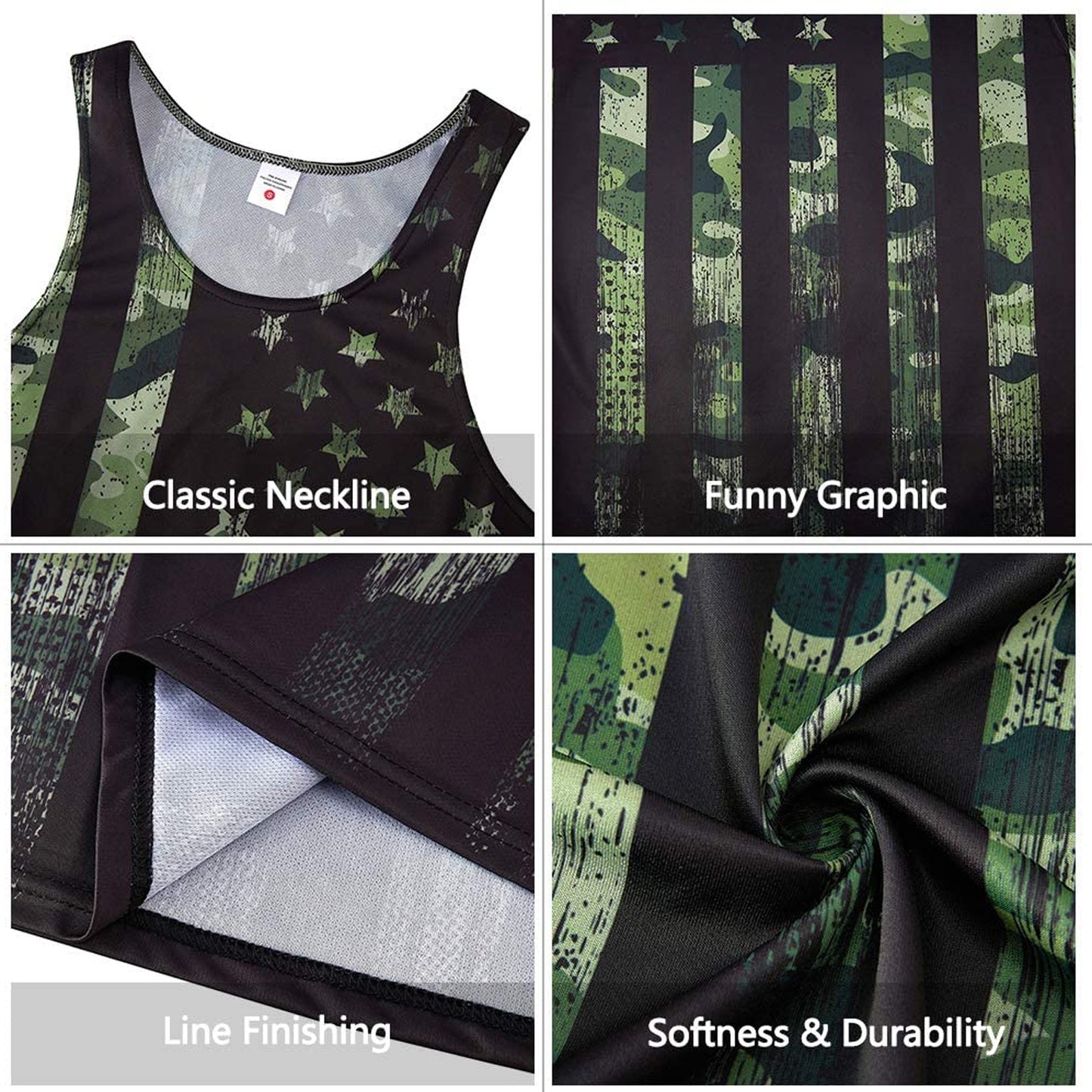 Donkergrijze Amerikaanse vlag grappige tanktop
