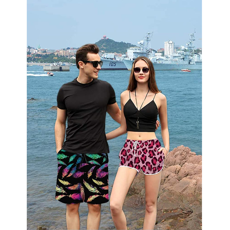 Pink Leopard Print Funny Board Shorts for Women