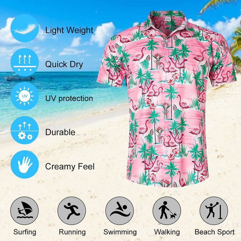 Palm Tree Pink Flamingo Funny Button Up Shirt