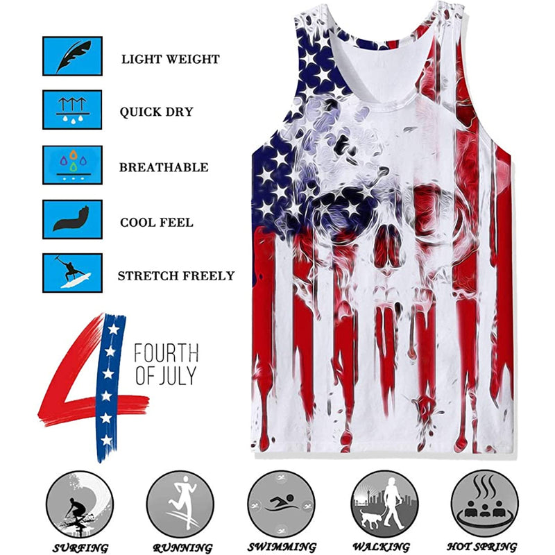 Skull American Flag Funny Tank Top