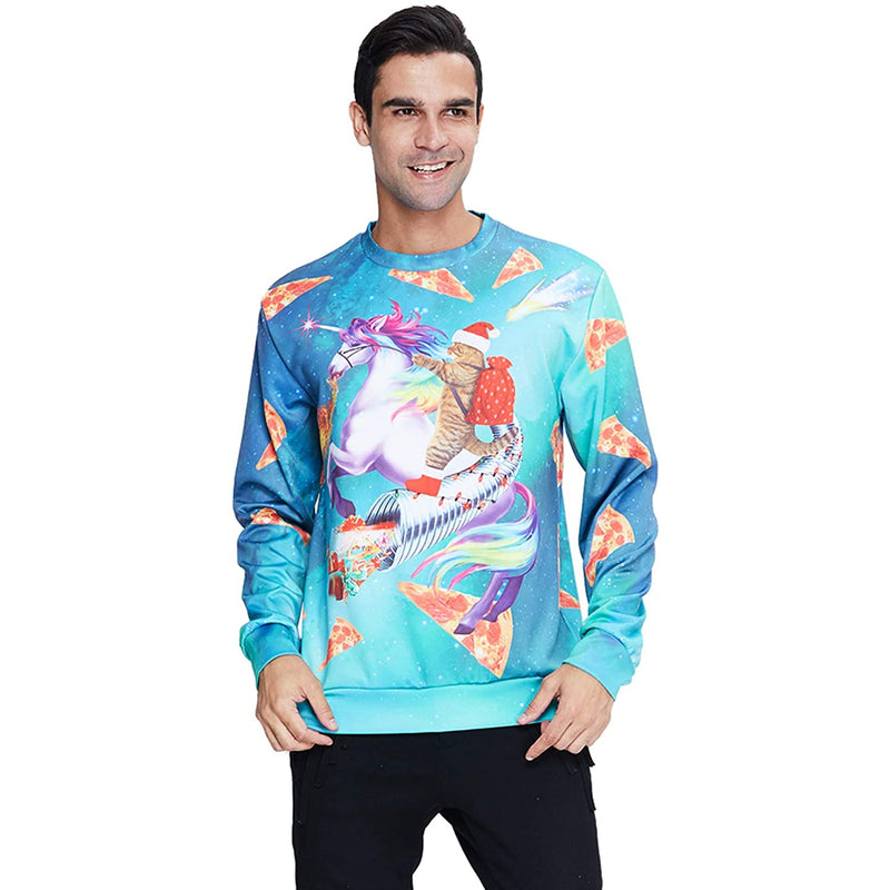 Cat Riding Unicorn Ugly Christmas Sweater