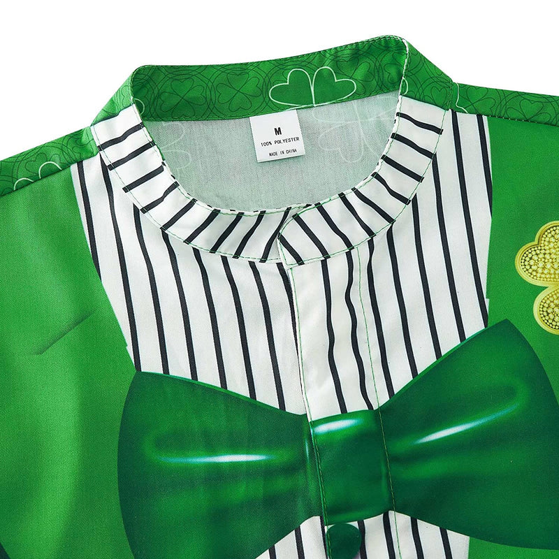 Green Tuxedo St. Patrick's Day Shamrock Male Romper