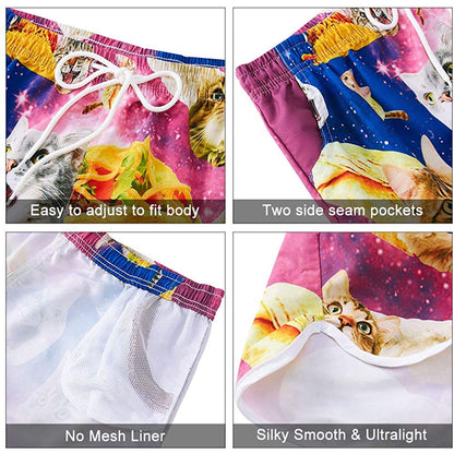 Lustige Boardshorts mit Taco-Katzen-Motiv für Damen