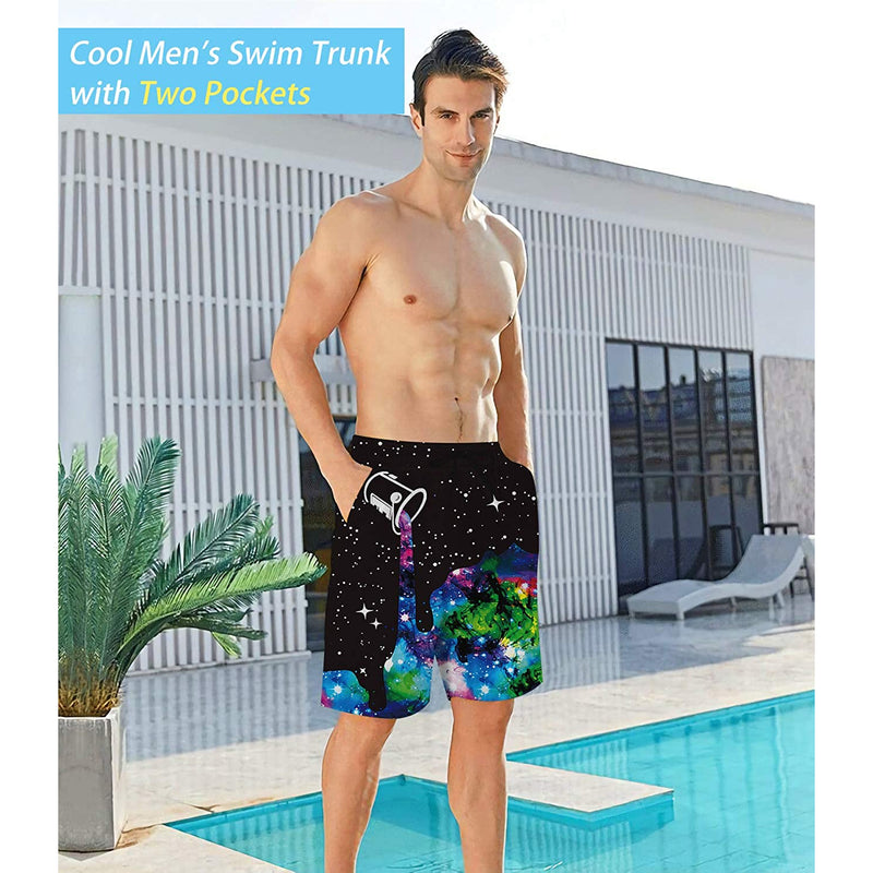 Galaxy Paint Pouring Funny Swim Trunks